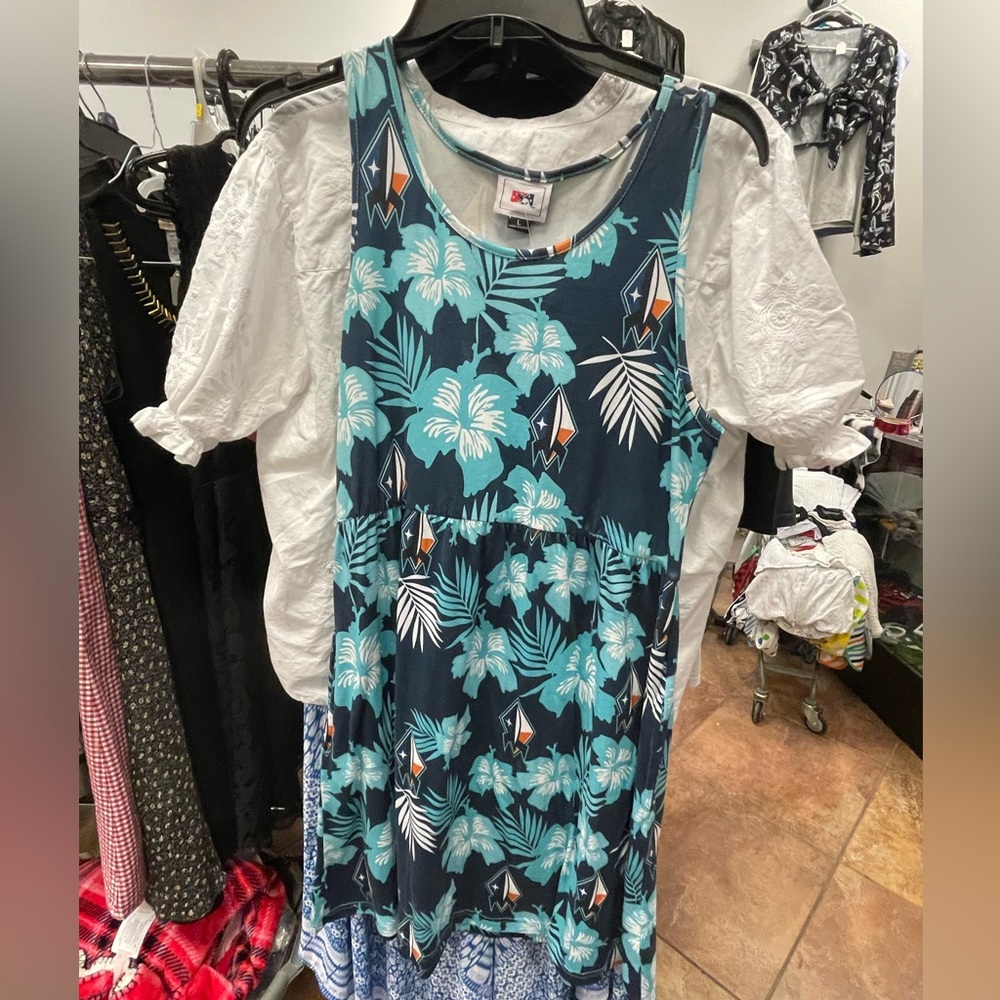 Tropical Blue and White Floral Top